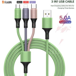  3 IN 1 สายชาร์จ USB 5A ชาร์จเร็ว สําหรับ iPhone Type-C Android Micro USB