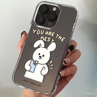 เคสโทรศัพท์มือถือ ซิลิโคนใส กันกระแทก ลายกระต่ายน่ารัก เรียบง่าย สําหรับ iPhone 7 8 Plus XS XR X XS Max 14 Pro Max 14 Plus 13 Pro Max 13 Pro 12 Pro Max 12 Pro 11 Pro Max11