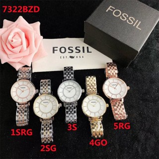 Fossil นาฬิกาข้อมือควอตซ์แฟชั่น สายหนัง หน้าปัดกลม ประดับเพชร สําหรับบุรุษ และผู้หญิง