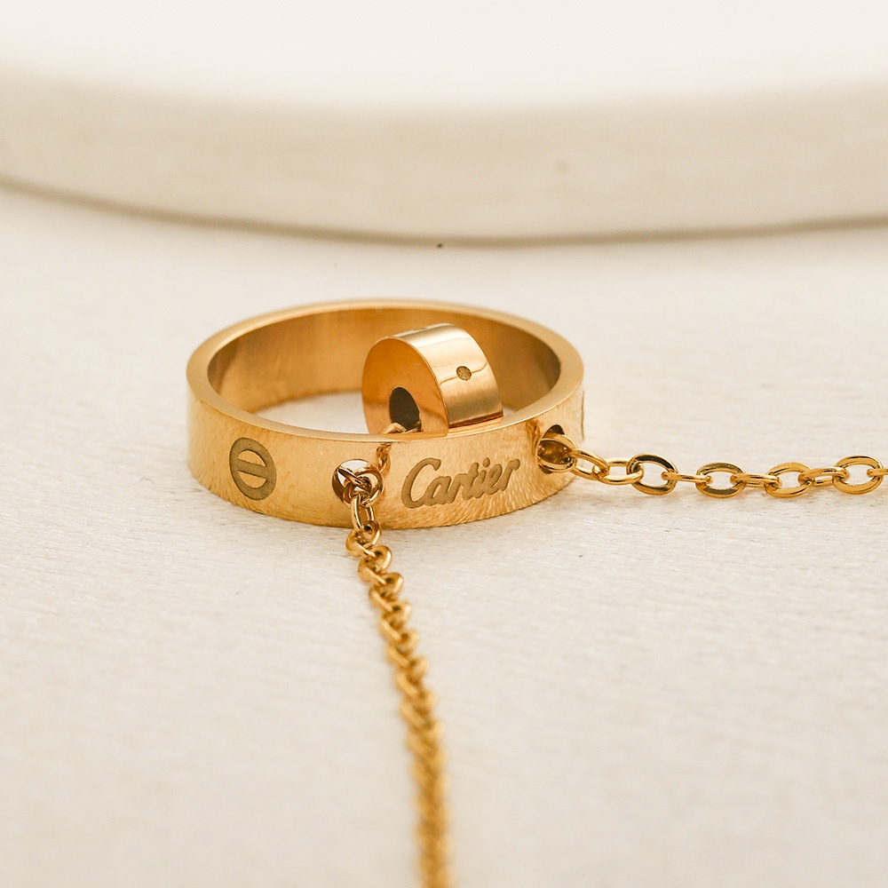 สร้อยคอโซ่ จี้โลโก้ตัวอักษร Cartier CC Choker เหล็กไทเทเนียม ลําลอง หรูหรา เครื่องประดับ สําหรับผู้ชาย ผู้หญิง