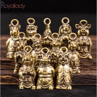 #ROYALLADY#Zodiac รูปปั้นทองแดง ขนาดเล็ก 3.2*1.5 ซม. สไตล์โบราณ สําหรับประดับตกแต่ง 1 ชิ้น