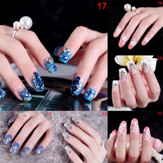 Ww เล็บปลอม ลายดอกไม้ สีโปร่งใส DIY สําหรับตกแต่งเล็บ 24 ชิ้น