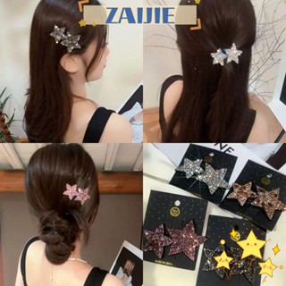 Zaijie24 กิ๊บติดผม รูปปลาดาว ดาวห้าแฉก ประดับพลอยเทียม แวววาว สีพื้น แฟชั่นสําหรับผู้หญิง 5 ชิ้น