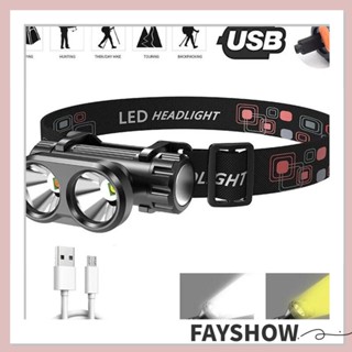 Fay ไฟฉายคาดศีรษะ LED ขนาดเล็ก แบบพกพา สีขาว สีเหลือง สําหรับตั้งแคมป์ เดินป่า ขี่จักรยาน