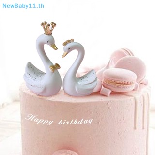 Onebaby ฟิกเกอร์เรซิ่น รูปหงส์ สําหรับตกแต่งเค้ก 1 คู่