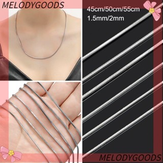 Melodg สร้อยคอสเตนเลส สีเงิน 2 มม. สําหรับผู้หญิง ผู้ชาย