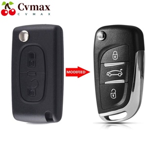 Cvmax กุญแจรีโมตรถยนต์ 3 ปุ่ม พับได้ อุปกรณ์เสริม สําหรับ Peugeot 207 307 407 408 308