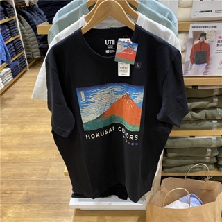 เสื้อยืดคอกลม พิมพ์ลาย Hokusai hue อินเทรนด์ สําหรับผู้ชาย และผู้หญิง 434376 442279