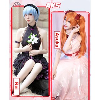 [Wetrose] ชุดราตรีคอสเพลย์อนิเมะ Neon Genesis Evangelion Ayanami Rem Asuka Polo เซ็กซี่ สีดํา สําหรับงานปาร์ตี้