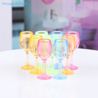 Hihappyhour ใหม่ แก้วไวน์จิ๋ว หลากสี สําหรับตกแต่งบ้านตุ๊กตา 1:12 5 ชิ้น