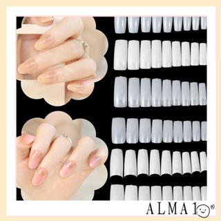 Alma เล็บปลอม เจล UV ธรรมชาติ 9 แบบ สีขาว 500 ชิ้น