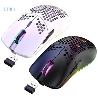 Lidu1 XYH80 Hollow-out 2 4GHz เมาส์เกมมิ่งไร้สาย 4 เกียร์ 3200 DPI ไฟ RGB สําหรับเดสก์ท็อป พีซี แล็ปท็อป