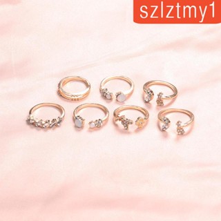 [szlztmy1] ชุดแหวนแฟชั่น วางซ้อนกันได้ สําหรับปาร์ตี้ ครบรอบ ออกเดท 7 ชิ้น