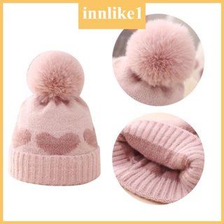 Innlike1 หมวกแก็ป ปักลายหัวใจ ให้ความอบอุ่น แฟชั่นฤดูหนาว สําหรับเด็ก