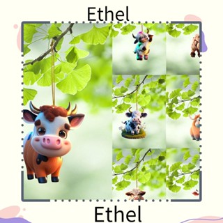 Ethel1 จี้กระจกมองหลัง อะคริลิค รูปวัวน่ารัก สําหรับแขวนตกแต่งบ้าน รถยนต์ ต้นคริสต์มาส