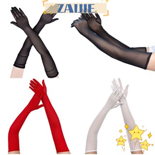 Zaijie24 ถุงมือขับรถ แบบบางพิเศษ แฟชั่น สีดํา ป้องกันรังสียูวี ปาร์ตี้