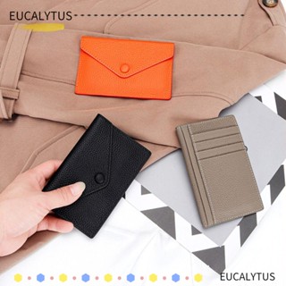 Eutus กระเป๋าสตางค์ ใบสั้น หนังวัวแท้ แบบบางพิเศษ ใส่บัตรเครดิตได้ สไตล์ซองจดหมาย สําหรับผู้หญิง