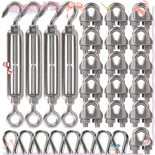 Orienttk ชุดตัวปรับความตึงสายลวด คลิป M3 สเตนเลส ปรับได้ M6 ตา และตะขอ สําหรับแขวนสายไฟ