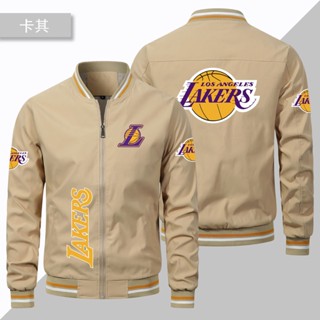 เสื้อแจ็กเก็ตเบสบอล Nba LAKERS แต่งซิป แบบบาง กันลม เลือกลายได้ สไตล์สปอร์ต