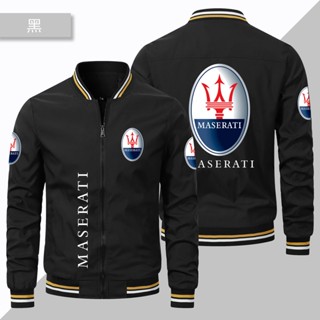 เสื้อแจ็กเก็ตเบสบอล แบบบาง แต่งซิป กันลม ลายโลโก้ Maserati Ghibli เหมาะกับใส่ขับขี่กลางแจ้ง