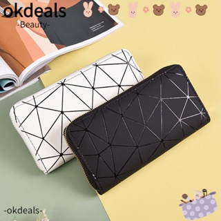 Okdeals กระเป๋าสตางค์ ใบสั้น หนัง PU ประดับเพชร สําหรับผู้หญิง