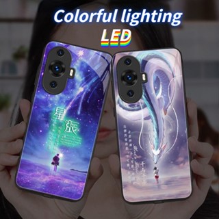 Mg เคสโทรศัพท์มือถือแบบแก้ว ลายมังกร สีขาว พร้อมไฟ LED สําหรับ Samsung S21ULTRA S21+ S22+ S22ULTRA S20+ A12 A72 A71 A52 A51 A32 A21S NOTE10+ NOTE20ultra S23 S23Ultra S23+ A14