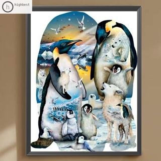[Highbest.th] ชุดงานจิตรกรรมเม็ดบีด ทรงเพชรกลม รูปเพนกวิน 5D DIY สําหรับตกแต่งบ้าน