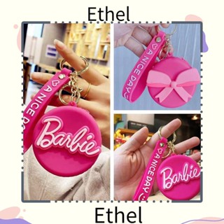 Ethel1 พวงกุญแจซิลิโคน สีชมพู สําหรับห้อยกระเป๋าถือ กระเป๋าใส่เหรียญบาร์บี้