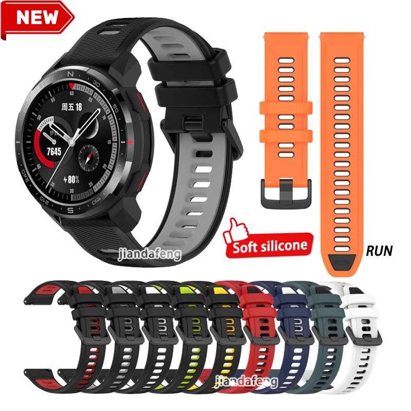 สายนาฬิกาข้อมือ ซิลิโคนนิ่ม ระบายอากาศ แบบเปลี่ยน สําหรับ HONOR Watch GS Pro GS 3 Magic Watch 2 22 มม.