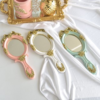 Hot Sale# European Portable handle cosmetic mirror single-sided student mirror retro cosmetic mirror Princess Mirror beauty salon cosmetic mirror 8jj