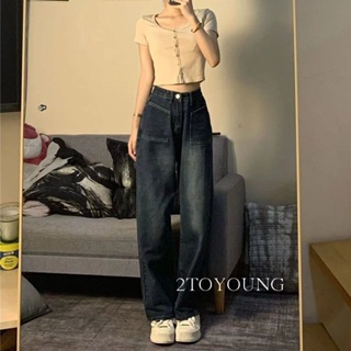 2TOYOUNG กางเกงขายาว คาร์โก้ กางเกง เชือกอเมริกันคลาสิค Cargo pants 2023 NEW AG080801