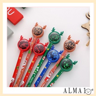 Alma ปากกาเจลพลาสติก ลายการ์ตูนกวางเอลก์ สีดํา 4 ชิ้น