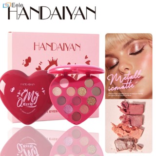 HANDAIYAN พาเลทอายแชโดว์ 12 สี Pearly Matte Compact Long Lasting Pearl Matte Waterproof ↑Eele