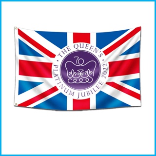 ธงชาติแจ็ค ไนล่อน 3x5 ฟุต 2022 Queen Elizabeth Plati-num Jubilee Flags Featuring Her Majesty The Queen 70th