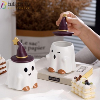 Buttterfly แก้วน้ําเซรามิค ลายการ์ตูนผีน่ารัก พร้อมฝาปิด 500 มล. ของขวัญวันฮาโลวีน