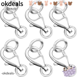 Okdeals ตะขอก้ามปู สีเงิน แหวนกระโดดปิด ตะขอก้ามปู ห่วงกระโดดปิด สําหรับผู้หญิง