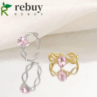 Rebuy แหวน รูปหยดน้ํา มงกุฎ สีชมพู ประดับเพทาย สไตล์เจ้าหญิง สําหรับตุ๊กตาบาร์บี้