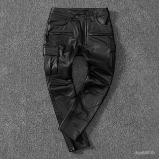 New leather pants mens leather first layer soft cowhide Harley heavy industry locomotive leather pants detachable protective gear hunting riding leather pants OIWD