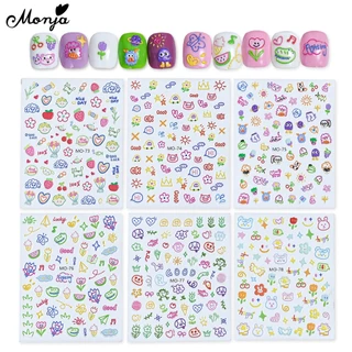 Monja สติกเกอร์ ลายการ์ตูนผลไม้ 5D มีกาวในตัว 6 แบบ สําหรับตกแต่งเล็บ