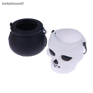 Luckyhouse0^^ ถังพลาสติก รูปฟักทองฮาโลวีน แบบพกพา สําหรับใส่ขนมหวาน 6 ชิ้น