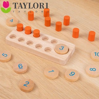 Taylor1 ของเล่นลูกคิดไม้ นับตัวเลข 1-10 1-10 สําหรับเด็กผู้ชาย ผู้หญิง