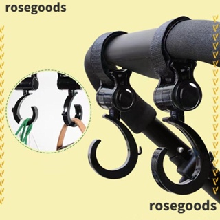 Rosegoods1 ตะขอแขวนกระเป๋า หมุนได้ 360 องศา ติดตั้งง่าย อุปกรณ์เสริม สําหรับติดรถเข็นเด็ก 2 4 ชิ้น