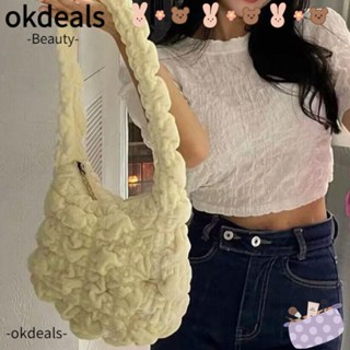 Okdeals กระเป๋าสะพายไหล่ ผ้าฝ้าย และผ้ากํามะหยี่ ขนาดใหญ่ จุของได้เยอะ ลายสก๊อต แฟชั่นสําหรับสตรี