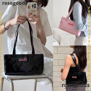 Rosegoods1 กระเป๋าสะพายไหล่ กระเป๋าถือ หนัง PU ทรงสี่เหลี่ยมผืนผ้า สีดํา สําหรับสตรี