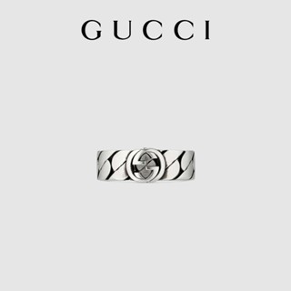 [พร้อมกล่องบรรจุภัณฑ์] พร้อมส่ง GUCCI GUCCI แหวนเงิน กว้าง G