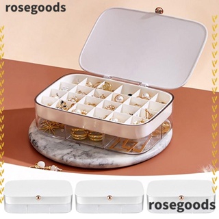 Rosegoods1 กล่องพลาสติก แบบพกพา ถอดออกได้ สําหรับเก็บเครื่องประดับ ต่างหู แหวน ลิปสติก