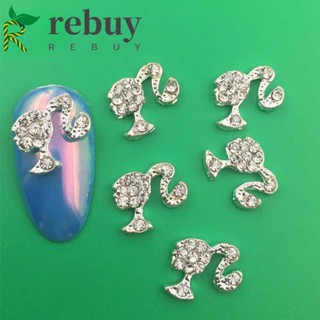 Rebuy เครื่องประดับตกแต่งเล็บ รูปหางม้า สีทอง สีเงิน สําหรับตุ๊กตาบาร์บี้ DIY จํานวน 5 ชิ้น ต่อชุด