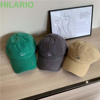 Hilario หมวกเบสบอล แบบนิ่ม ปักลายหน้ายิ้ม สีเขียว สามารถปรับได้ สําหรับผู้หญิง