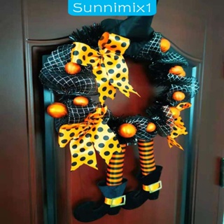 [Sunnimix1] หมวกแม่มด และพวงหรีด สําหรับวันฮาโลวีน กลางแจ้ง