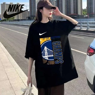 Nike ของแท้ 100% เสื้อยืดแขนห้าส่วน ผ้าถัก พิมพ์ลายบาสเก็ตบอล ทรงหลวม สําหรับทุกเพศ